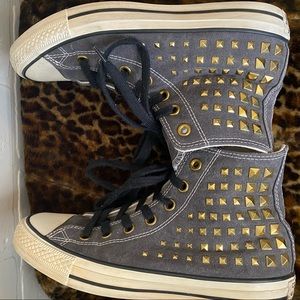 Grey Converse with gold studs
